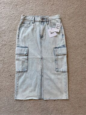 Pistola McKayla Low Slung Cargo Denim Midi Skirt in Parasol - Size 25 NWT